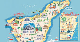 The island is located between the parallels 28 and 29 north and the meridian of 16 and 17 west, slightly north of the tropic of cancer. Tenerife Mapa Con Los Mejores Lugares Del Sur Y Norte De La Isla Mapa Turistico Isla De Tenerife Arte Y Territorio Carto Tourist Map Tenerife Plan Your Trip