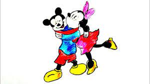 How to draw minnie mouse cute + easy. How To Draw Mickey Mouse Minnie Mouse Kissing Cartoons Step By Step Youtube
