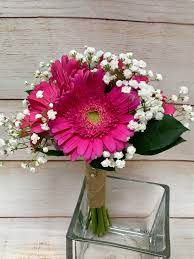 What About A Vibrant Hot Pink Gerbera Daisy Bouquet For Your Fun Wedding Homecoming Flowers Gerber Daisy Bouquet Wedding Gerbera Wedding Bouquets