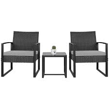 Walnew Patio Furniture Cushioned Pe Rattan Bistro Chairs Set Of 2 With Table 3 Piece Walmart Com Patio Furniture Cushions Patio Furniture Sets Outdoor Patio Furniture Sets