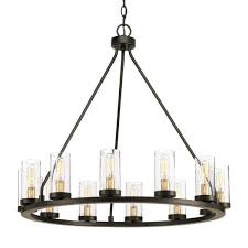 When hanging a pendant light or chandelier in a room with a very high ceiling 18 high or more center the light fixture 5 from the ceiling. Progress Lighting Hartwell 26 63 In 12 Light Antique Bronze Dining Room Chandelier With Clear Seeded Glass And Natural Brass Accents P400126 020 The Home Depot