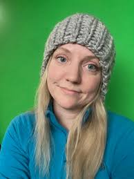 Rainbow forest beanie for donation at the giving tree