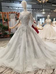 New Fashion Stunning Long Sleeve Beaded Wedding Dresses 2019 Lace Up Sequins Bridal Gowns Bride Wedding Gowns 15 Vestidos Vestidos Incriveis Vestidos
