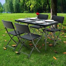 5pcs Outdoor Furniture Set Portable Rattan Table Chair Set Folding Design F6h4 Ikayaa Outdoor Furniture Sets Outdoor Furniture Rattan Table