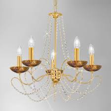 Luster Hängelampe Glas Goldener Design Leuchter Prearo Serie