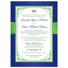 Wedding Invitation Royal Blue Lime Green Floral Printed Ribbon Bow Double Hearts Royal Blue Wedding Invitations Printed Ribbon Wedding Invitations