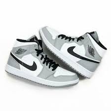Nike Air Jordan Retro 1 Mid Light Smoke Grey Black White 554724 092 Men Gs In 2020 Jordan Retro 1 Nike Air Jordan Retro Air Jordans