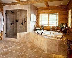 Blue wall tiles and spanish floor tiles complement the rustic wood cabinets and black fixtures. Southwestern Decor Ideas For Bathroom Western Bathroom Decor Log Home Bathrooms Western Bathrooms