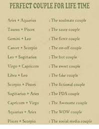 Scorpio love attention and don't want their partner to show interest in anyone else. Perfect Couple For Life Time Aries Aquarius Taurus Pisces Gemini Leo Cancer Scorpio Leo Sagittarius Virgo Capricon The Sweet Couple Libra Leo Scorpio T Pisces Sagittarius Aries
