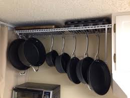 Why Spend 150 Bucks When You Can Dyi A Pot Rack For Less Than 15 3 Wire Shelf Brackets And Some S Hook Decorating Small Spaces Kitchen Remodel Wire Shelving