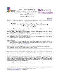 Personal comments and observations about my beloved malaysia.and all discussions welcomed as long as done with intellect and mutual respect. Pdf Validity Of Backs Tool In Assessinglow Back Pain Amongnursesin Malaysia New Trends And Issues Proceedings On Humanities And Social Sciences Prosoc Academia Edu