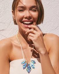 Mari Gold Long Pendant Necklace in Abalone Shell