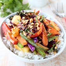 Thai Peanut Pineapple Veggie Rice Bowl Whitneybond Com Rice Bowls Recipes Veggie Rice Bowl Recipe Veggie Rice Bowl
