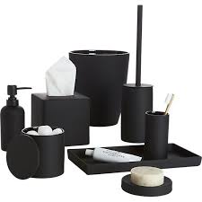 Considering the topic of the toilet decor is quite important. Rubber Coated Black Bath Accessories Cb2 Gold Bathroom Decor Black Bathroom Accessories Black Toilet