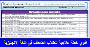 اقوي خطة علاجية للطلاب الضعاف فى اللغة الانجليزية