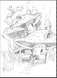 Mushroom Houses Fairy Drawings Fantasy Drawings Art Drawings Mushroom house, illustration, drawing, fairy tale. fairy drawings fantasy drawings art