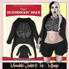 Halloween skeleton rib cage adults & childrens glow in the dark hoodie hoody. Second Life Marketplace Drbc Moonchild Jacket Top Ribcage Boxed