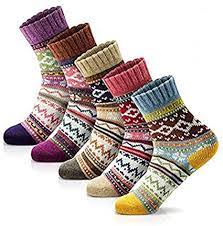 Morecoo Women S Winter Socks 5 Pairs Free Size Thick Wool Soft Warm Casual Crew Socks For Women Socks Gifts At Amaz Women Socks Winter Socks Women Winter Socks