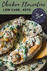 Easy Weeknight Keto Chicken Florentine Recipe With Mushrooms Spinach And Cream Sauce V Keto Recipes Dinner Chicken Florentine Recipe Low Carb Chicken Recipes