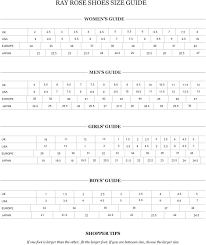 Ray Rose Shoes Size Chart
