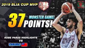 Kobe paras on wn network delivers the latest videos and editable pages for news & events, including entertainment, music, sports, science and more, sign up and share your playlists. Kobe Paras Monster Game Highlights Vs Chusc Taiwan Awarding 2019 Blia Cup 37 Points Mvp Youtube