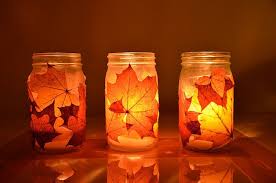 Love This Look Fall Leaves Mason Jars Mod Podge A Little Burlap Ribbon Or Twine Around The Lip To Top Them Off Beautifal Fall Diy Diy Fall Leaf Lantern