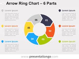 6 parts arrow ring powerpoint chart presentationgo com