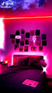 Not My Video Mayakelly On Tik Tok Diy Aesthetic Room Roomdecoration Led Bedroom Bed Pink Cute Easy Bedroom Makeover Neon Room Room Design Bedroom