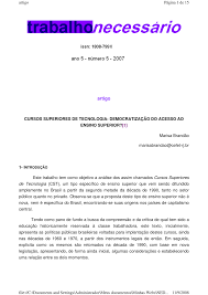 Em alguns a oferta sobe face ao ano passado. Pdf Cursos Superiores De Tecnologia Democratizacao Do Acesso Ao Ensino Superior
