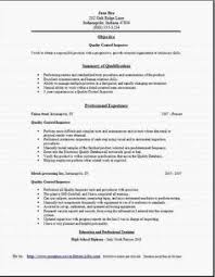 Quality Control Inspector Resume Sample Tardis Co Nz
