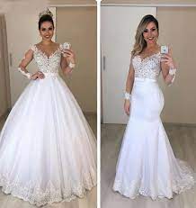 Alternative wedding dresses for brides who want to break tradition. Long Sleeve Wedding Dresses Detachable Skirt Bridal Gown Lace Tulle White Ivory Wedding Dress Detachable Skirt Top Wedding Dresses Detachable Wedding Dress