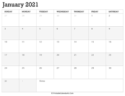 Free download printable yearly calendar 2021 ai vector print template, place for photo, company logo or graphics. January 2021 Calendar Templates