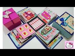 Score a piece of 12x12in cardstock at 4in and 8in on both sides so you'll have nine 4x4in squares. Youtube Diy Exploding Box Birthday Explosion Box Diy Gift Box