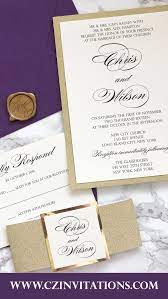 Gold Glitter Wedding Invitation With Plum Envelopes Cz Invitations Glitter Invitations Wedding Invitations Glitter Gold Glitter Wedding Invitations