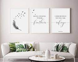 Kit kemp's living room above from andrew martin interior designer review vol.24. Scripture Wall Decor He Will Cover You With His Feathers Etsy In 2021 Scripture Wall Decor Bible Verse Wall Decor Wall Printables