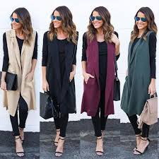 Fashion Women Casual Sleeveless Long Duster Coat Cardigan Suit Vest Waistcoat Chalecos De Moda Ropa Camisa De Moda