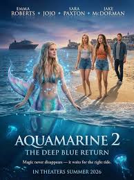 🌊✨ AQUAMARINE 2: THE DEEP BLUE RETURN (2026) ✨🌊 💫 “Magic never  disappears — it waits for the right tide.” Twenty years after the ocean  first brought them together, Hailey (Emma Roberts)