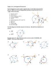 I do not have an answer to this question: Arcs Angles And Segments Homework Angles Arcs And Segments Homework Use The Diagram To Name A Point Segment Line Or Circle That Represents The Course Hero