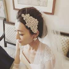 ヘッドドレス ベールを組み合わせた花嫁コーディネート marry マリー 花嫁 ヘアスタイル 花嫁 髪型 ウェディング ヘアスタイル