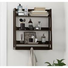 Made of solid wood with metal brackets, it's both handsome and functional. Utex 3 Tier Bathroom Shelf Wall Mounted With Towel Hooks Bathroom Organizer Shelf Over The Toilet Overstock 31893650