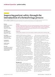 Pdf Improving Patient Safety Through The Introduction Of A Formal Triage Process