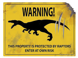 Damaged Raptor Warning Sign By Thekohakudragon Poster Dinosaurs Jurassic Raptor Velociraptor Funny Sign Poster Signs Jurrasic Park