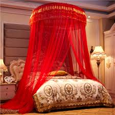 Discover the best bed canopies & drapes in best sellers. Romantic Chinese Red Honeymoon Princess Round Mosquito Net Double Layer Lace Bed Canopy Tent Folding Dome Mosquito Netting Sw Mosquito Net Aliexpress