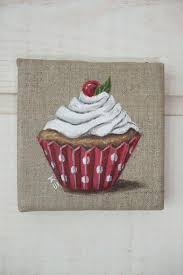 Tableau Peinture Cupcake Rouge N 6 Petite Toile Tableau Peinture Peinture Cupcake