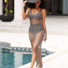 Crochet Hollow Out Beach Bikini Bathing Suit Cover Up Swimwear Fashion Clothes For Women Bikini Cover Up
