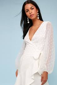 Black And White Polka Dot Long Sleeve Dress See You Now White Polka Dot Long Sleeve Wrap Dress Long Sleeve Wrap Dress Womens Formal Gowns Wrap Dress