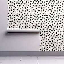 Black And White Polka Dot Wallpaper In Room Nursery Wallpaper Dots Cream Neutral Minimal Animal Spots By Etsy Nursery Wallpaper Black And White Wallpaper Polka Dots Wallpaper