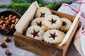Similar design products to traditional austrian christmas linzer cookies in box. Christmas Or New Year Homemade Sweet Present In Wooden Box Traditional Stock Photo Picture And Royalty Free Image Image 154792612