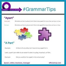 When To Use Apart Use Apart Adverbially To Show How Two Things Are Separated Physically Figuratively Or In Time Carefully Avoid Using A P Nouns Apart Partners