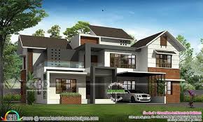 Modern Sloped Roof 4 Bedroom House Architecture Kerala Home Design Kerala House Design Architecture House Roof Architecture